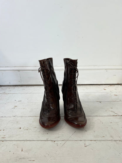 CELINE HEEL BOOTIES (EU 36.5) | Default Title, Brown