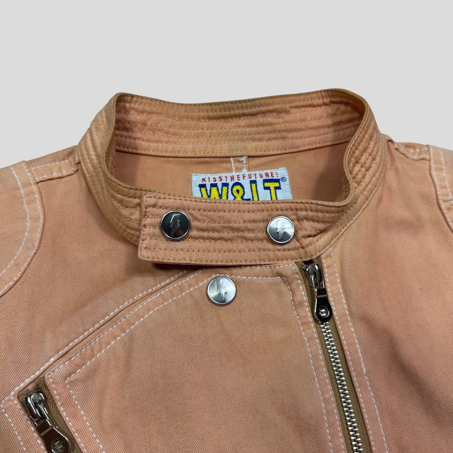 W+LT 1997 Peach Asymmetrical Heavy Cotton Moto Jacket - L