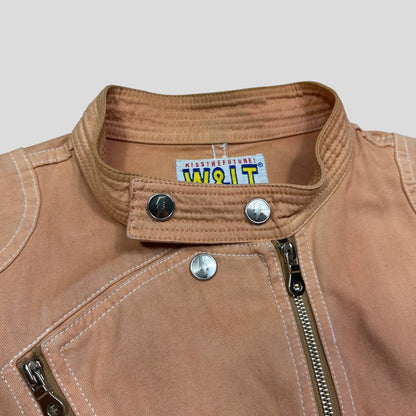 W+LT 1997 Peach Asymmetrical Heavy Cotton Moto Jacket - L