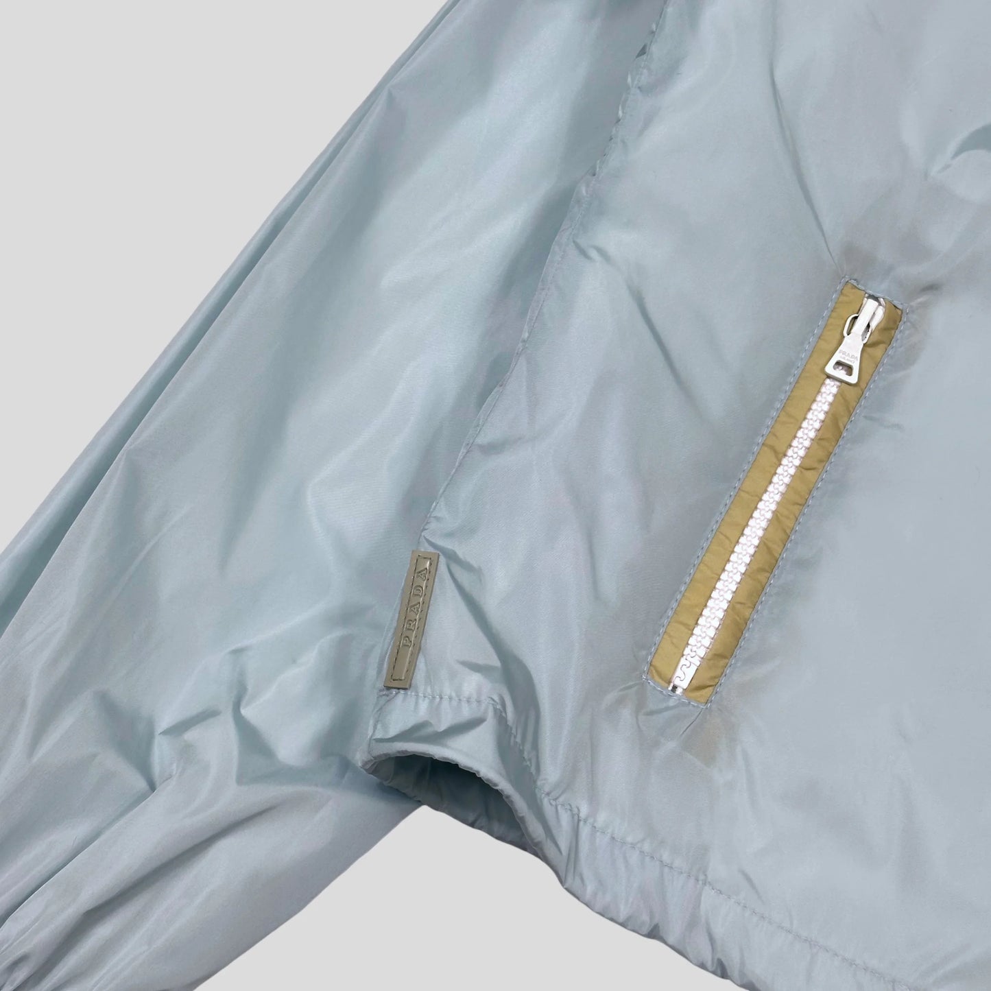 Prada Sport 2009 Baby Blue Cropped Nylon Shimmer Jacket - UK8