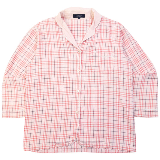 Vintage 2000s Burberry Nova Check Long Sleeve Button Up Pyjama Shirt Womens Size L | Large, Pink