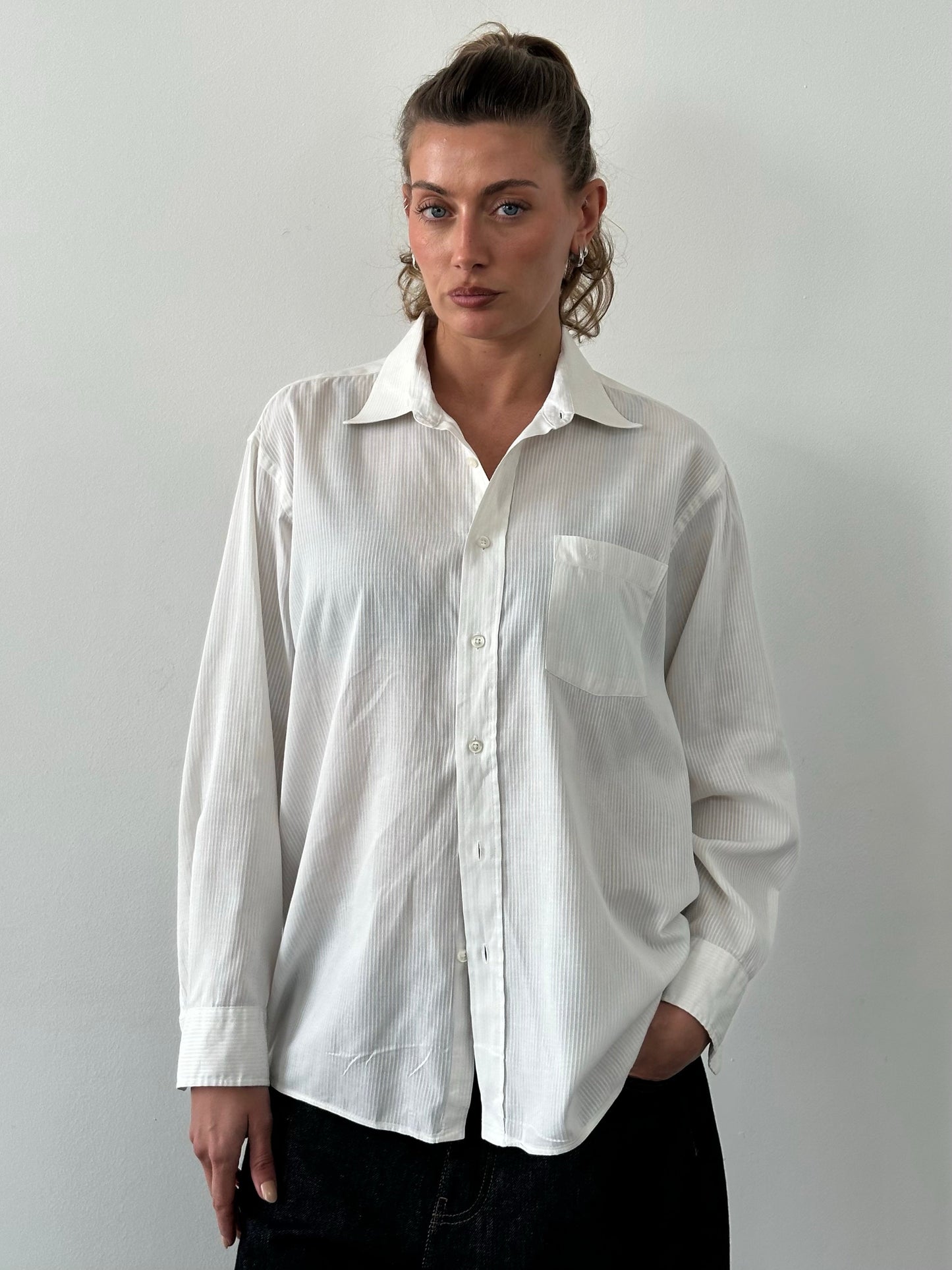 Christian Dior 1990s Cotton Striped Logo Shirt - L
