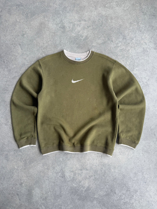 nike 2000s heavyweight embroidered swoosh logo sweatshirt (m)