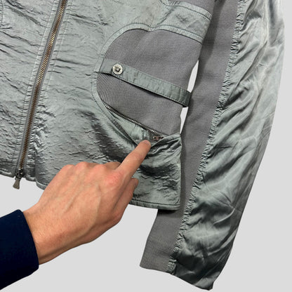 Versace 00’s VJC Astro Panelled Moto Bondage Jacket - M | Grey