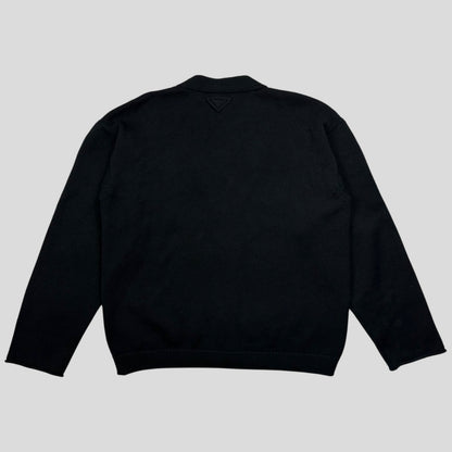 Prada 2021 Triangle Logo Heavyweight Boxy Wool Cardigan - M | Default Title, Black