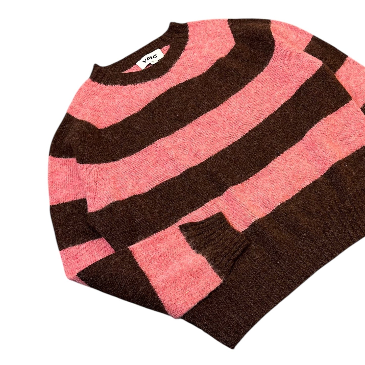 YMC Suedehead Pink Striped Sweatshirt