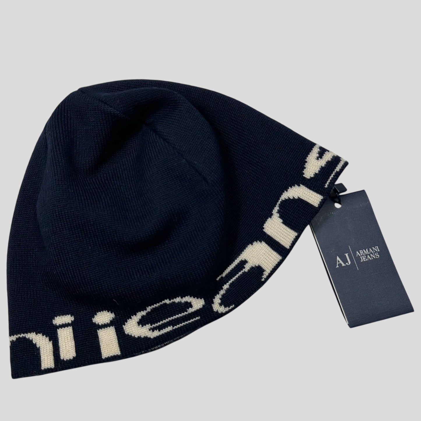 Armani Jeans 00’s BNWT Animal Rip Spellout Wool Beanie - M/L