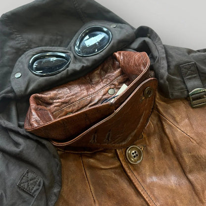 C.P. Company Leather Goggle Jacket with MTP Liner Size 50 BNWT