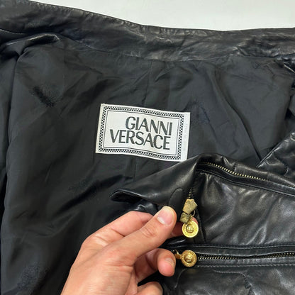 Gianni Versace 1997 Leather Puzzle Camo Biker Jacket - S | Default Title, Multicoloured
