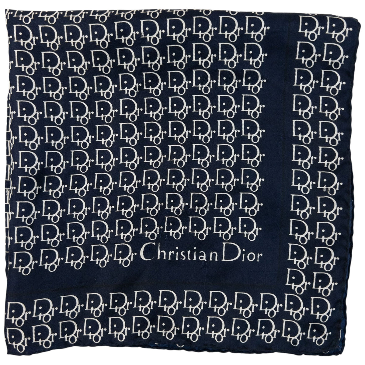 Vintage 90s Dior Monogram Silk Scarf | O/S, Navy