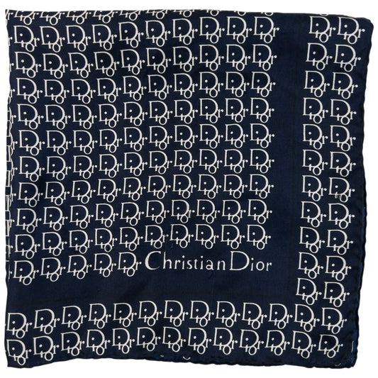 Vintage 90s Dior Monogram Silk Scarf | O/S, Navy