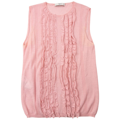 Vintage 2000s Prada Lightweight Ruffle Knit Top Womens Size M