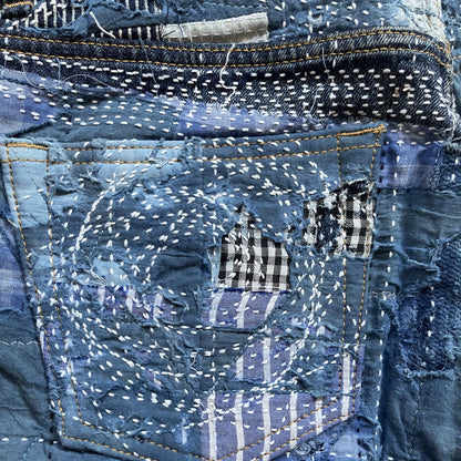 Indigo Boro Sashiko Distressed 501 Jeans - W30"