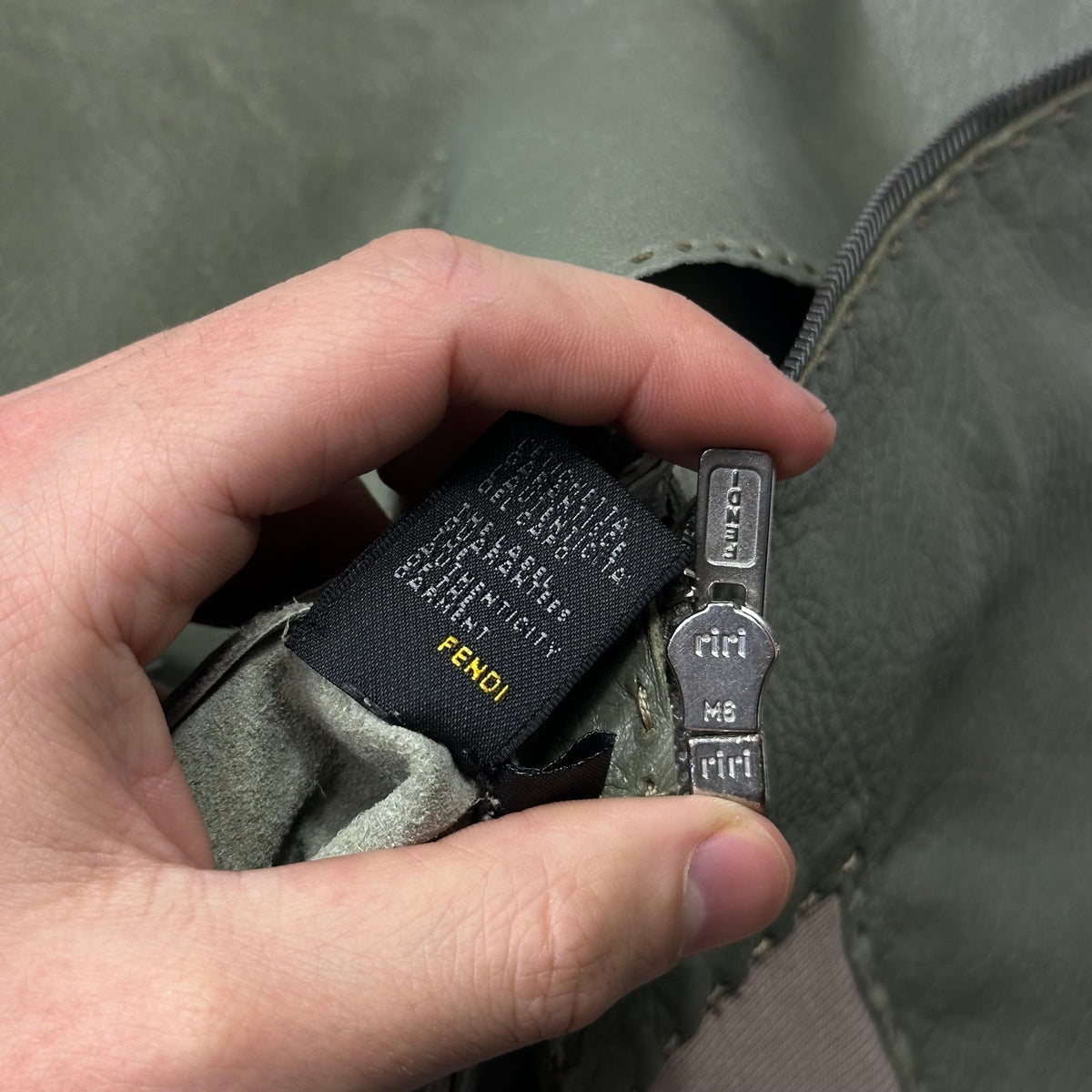 Fendi Avocado Green Lambskin Leather FF Zucca Bomber Jacket - IT46 (S/M) | Small