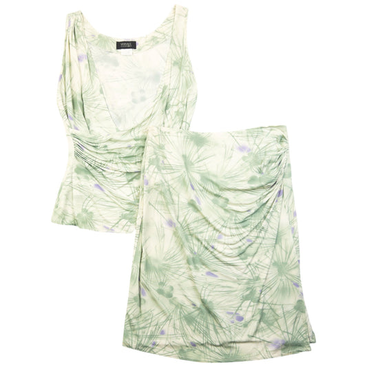 Vintage 2000s Versace Classic V2 Floral Ruched Top & Skirt Set Womens Size S | Small, Multicoloured
