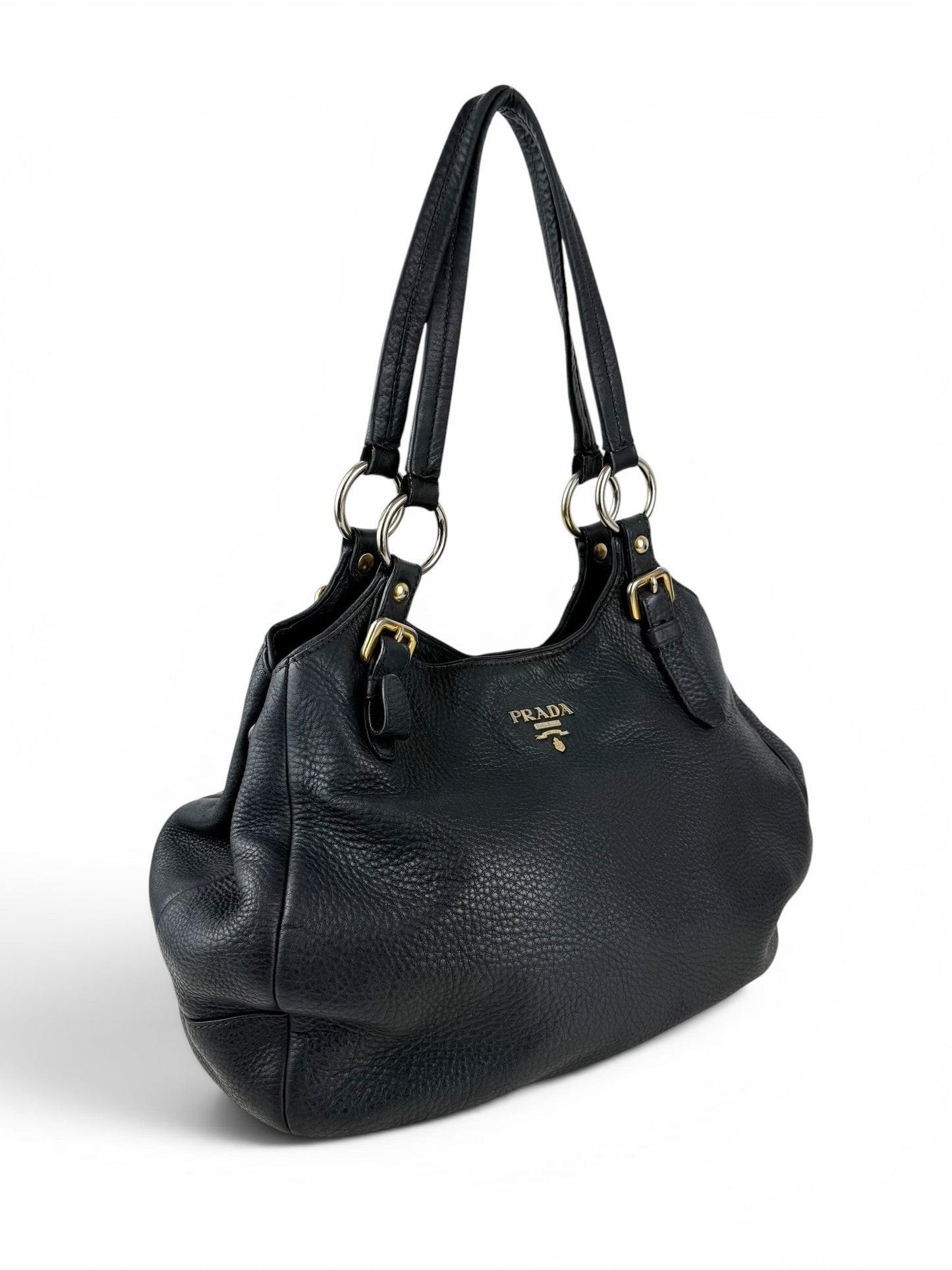 2010s Prada Milano Vitello Daino Navy Hobo Handbag | O/S, Multicoloured