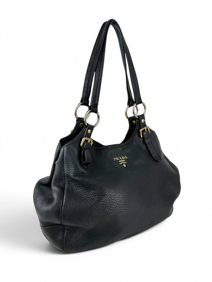 2010s Prada Milano Vitello Daino Navy Hobo Handbag | O/S, Multicoloured