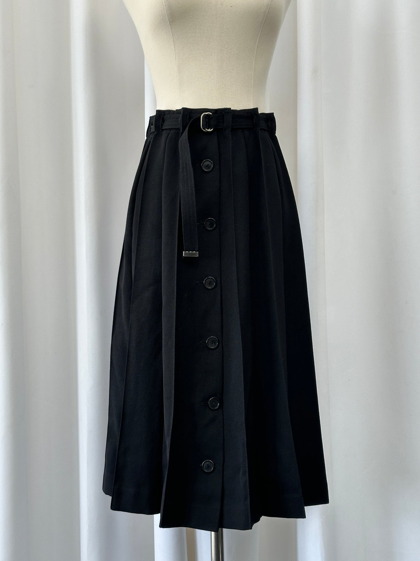 Vintage 1990s Wool Pleated Midi Skirt - W26