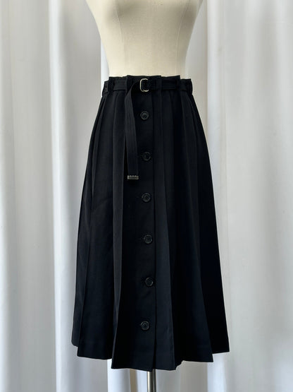 Vintage 1990s Wool Pleated Midi Skirt - W26