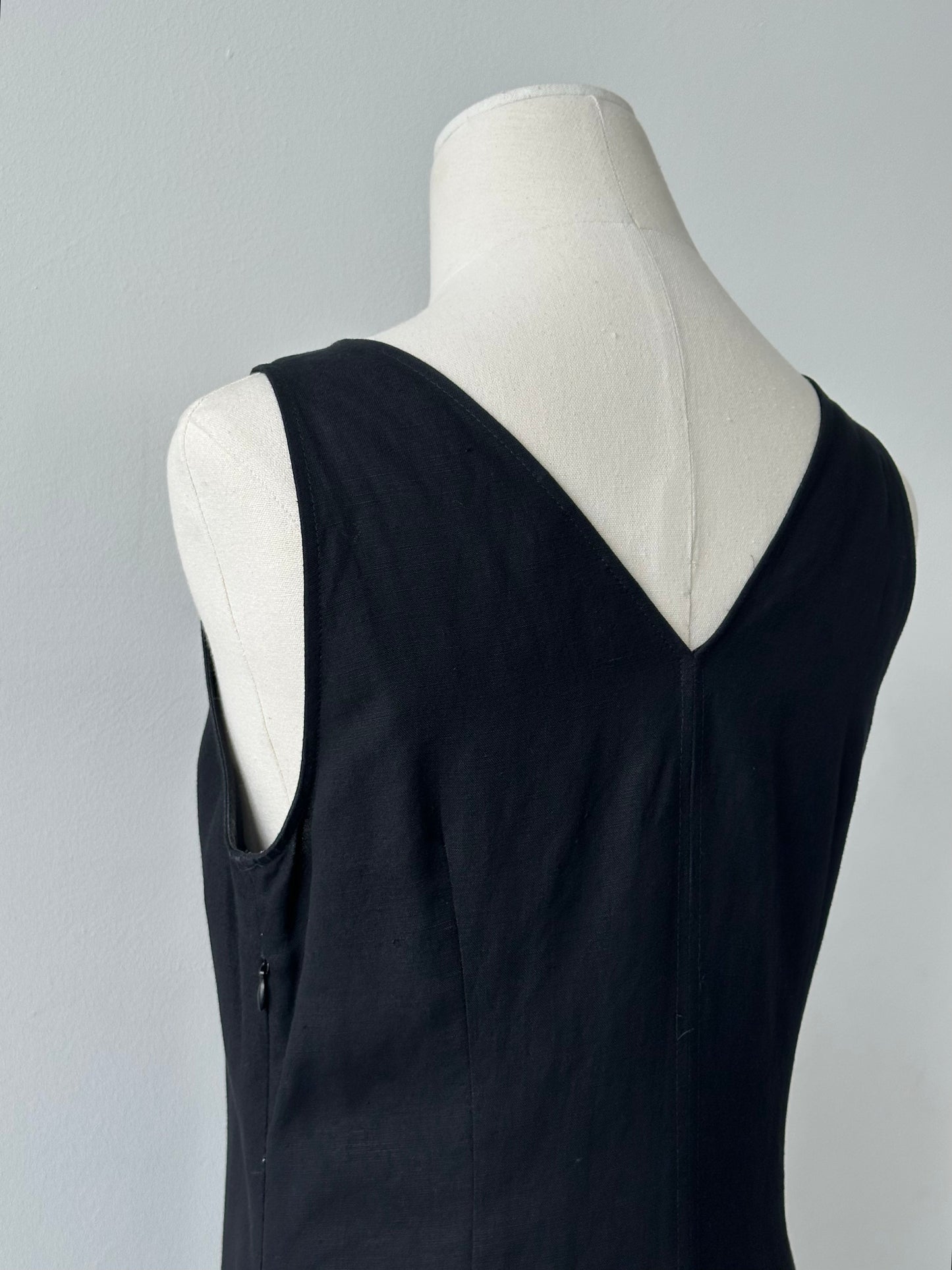 Marella 1990s Linen V Neck Floor Length Dress - S/M
