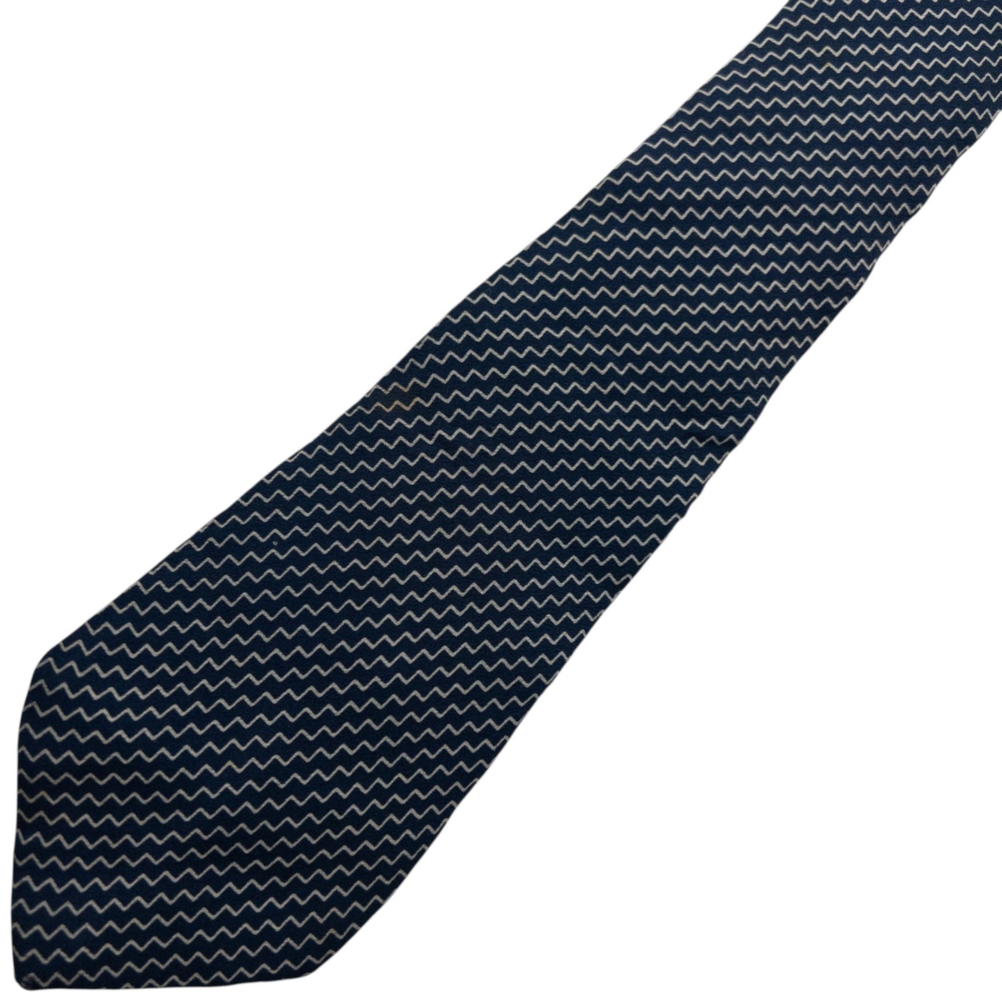 Vintage 90s Issey Miyake Zig Zag Pattern Silk Tie | O/S, Grey