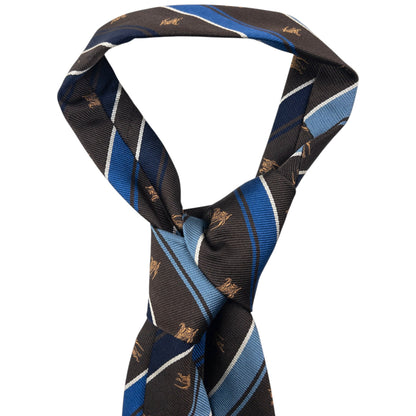 Vintage 2000s Burberry Striped Monogram Silk Tie | O/S, Blue