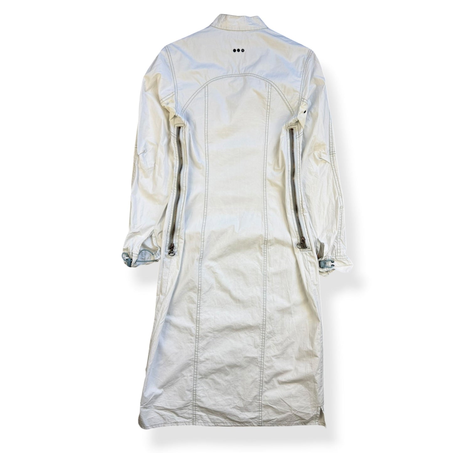 2000's Maharishi Asymmetric Zip Contrast Stitch Dress (L) | Large, Grey