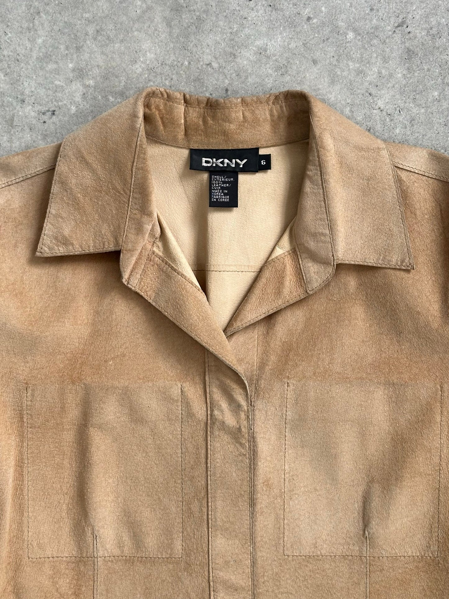 DKNY 2000s Concealed Placket Suede Shirt - XS