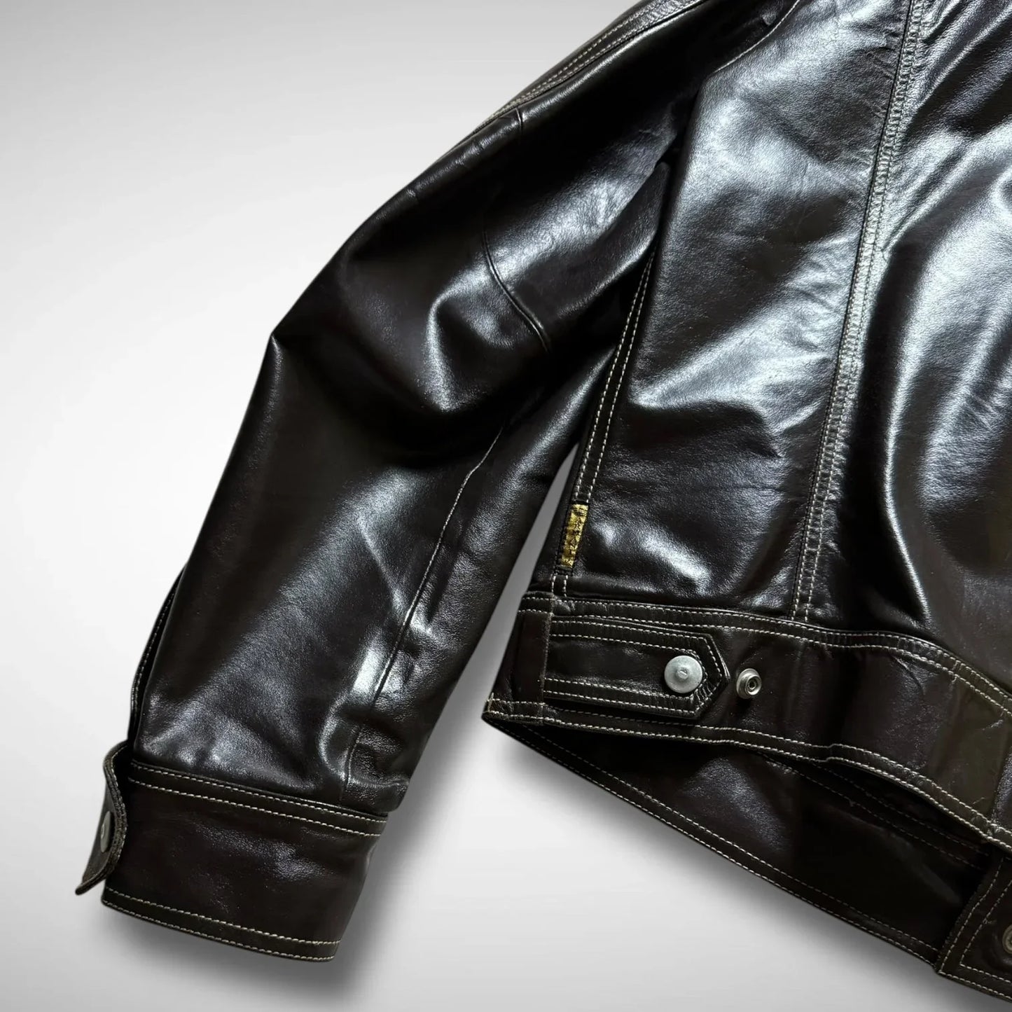 Armani Jeans Contrast Stitch Leather Jacket (2000s)