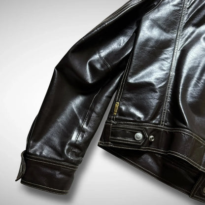 Armani Jeans Contrast Stitch Leather Jacket (2000s)