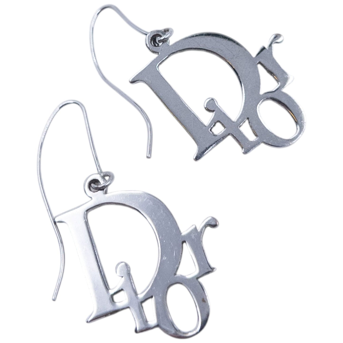Vintage 2000s Dior By John Galliano Silver Logo Earrings | O/S, Grey