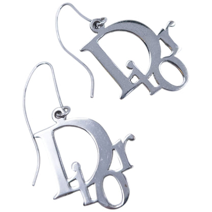 Vintage 2000s Dior By John Galliano Silver Logo Earrings | O/S, Grey