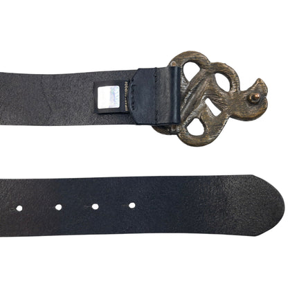 Vintage 2000s Roberto Cavalli Diamanté Leather Belt Size M | O/S, Black