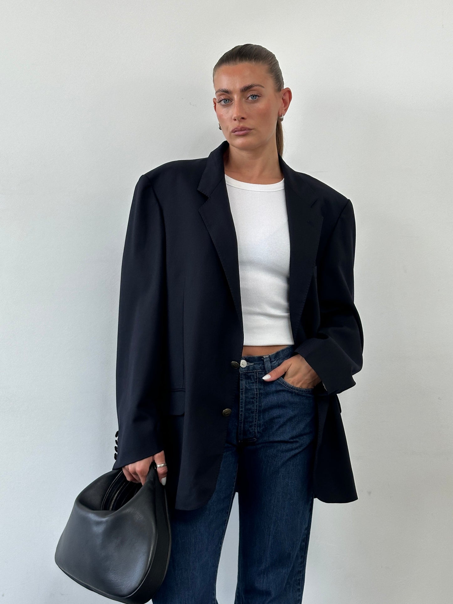 Yves Saint Laurent Pour Homme 1980s Pure Wool Bespoke Button Blazer - XL