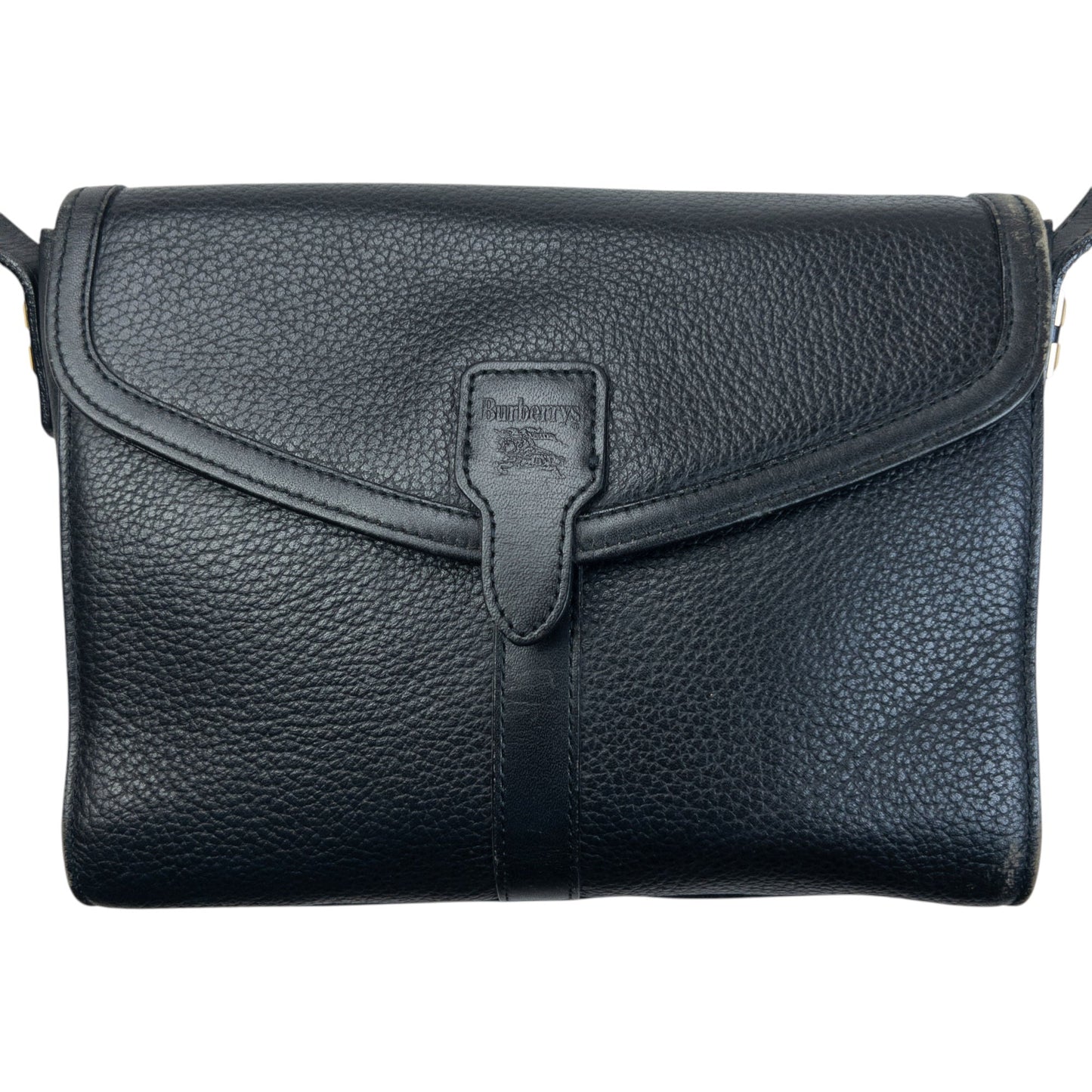 Vintage 90s Burberry Leather Crossbody Bag | O/S, Black