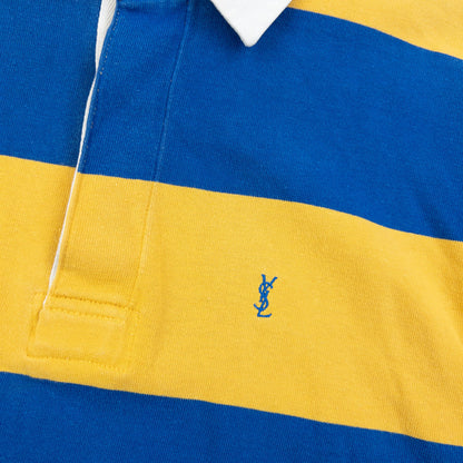 Vintage 80s YSL Yves Saint Laurent Striped Long Sleeve Rugby Polo Shirt Size S | Small, Multicoloured