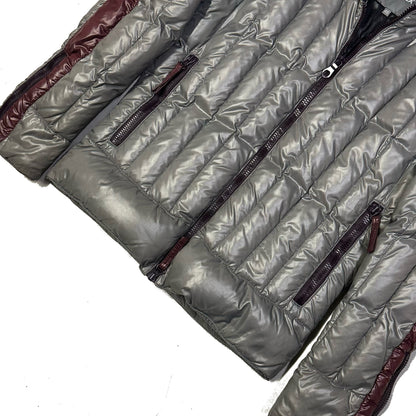 Duvetica Square Stitch Puffer Jacket In Grey & Burgundy ( S )