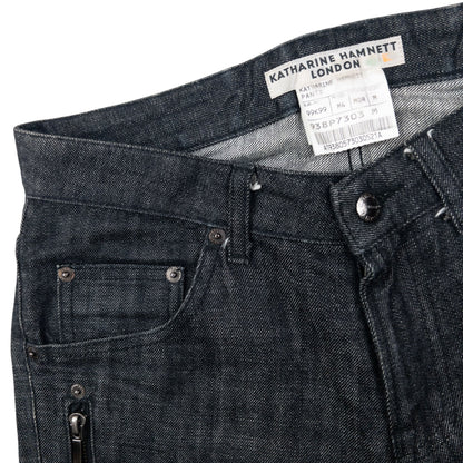 Vintage Katharine Hamnett Cropped Denim Jeans Size W29 | W29, Black