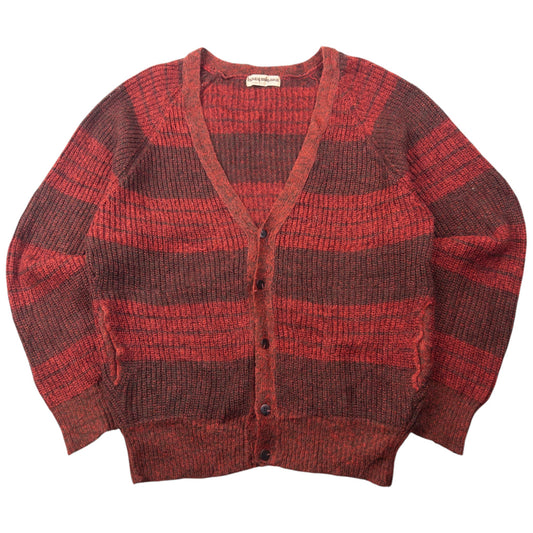 Vintage 80s Issey Miyake Striped Knit Cardigan Size M | Medium, Red