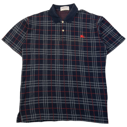 Vintage 90s Burberry Nova Check Polo Shirt Size M | Medium, Navy