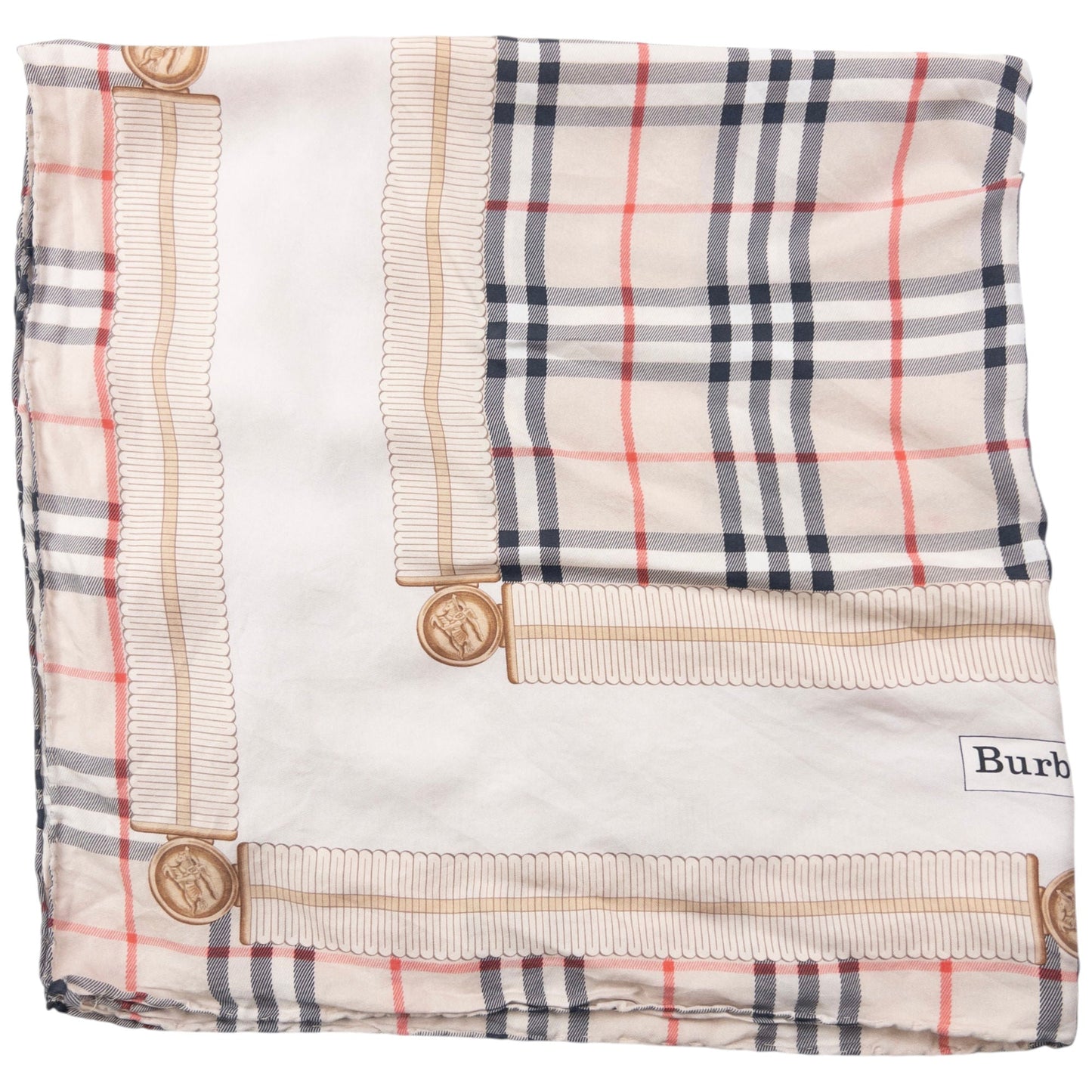 Vintage 90s Burberry Nova Check Silk Scarf