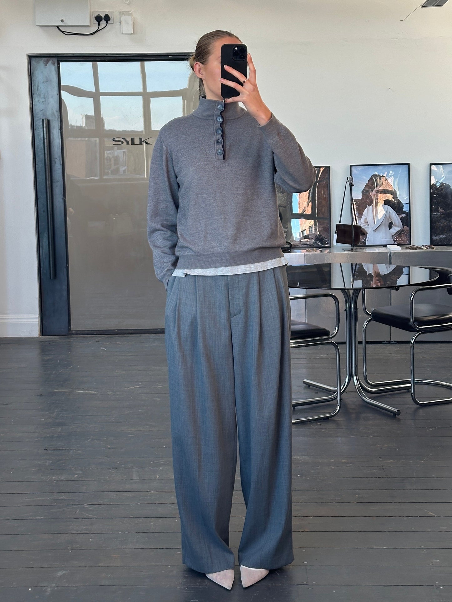 Armani Jeans 1990s Wool Button Neck Knitted Jumper - S/M