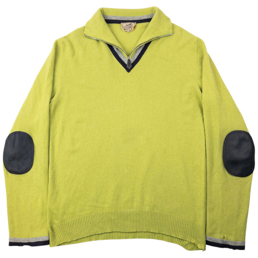 Vintage 90s Hermès Q Zip Cashmere Jumper Size XL | Medium, Green