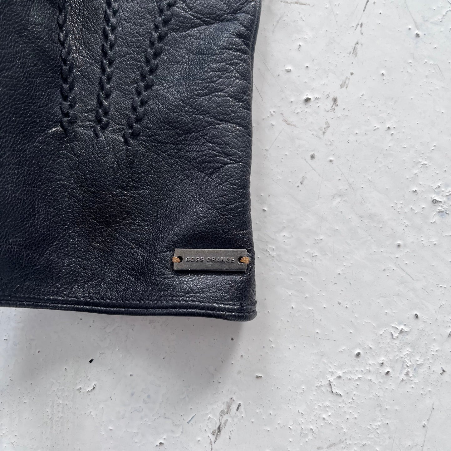 2000s hugo boss orange goat leather gloves | O/S, Orange