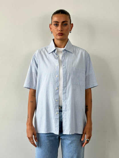 Yves Saint Laurent Pour Homme 2000s Check Logo Cotton Shirt - M/L