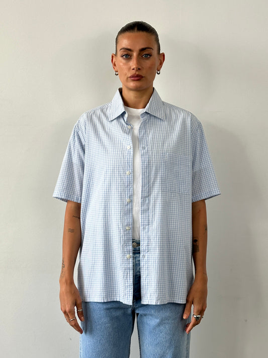 Yves Saint Laurent Pour Homme 2000s Check Logo Cotton Shirt - M/L