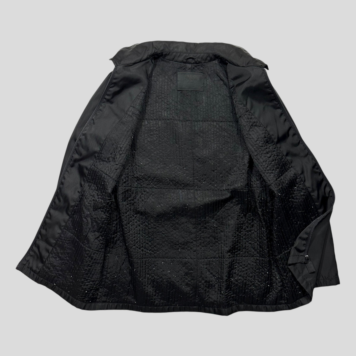 Prada 90’s Quilted Nylon Belt Parka Jacket - UK10 | Large, Black