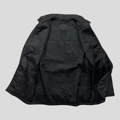 Prada 90’s Quilted Nylon Belt Parka Jacket - UK10 | Large, Black