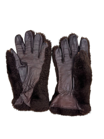 Mid-Century shearling gauntlets | O/S, Brown