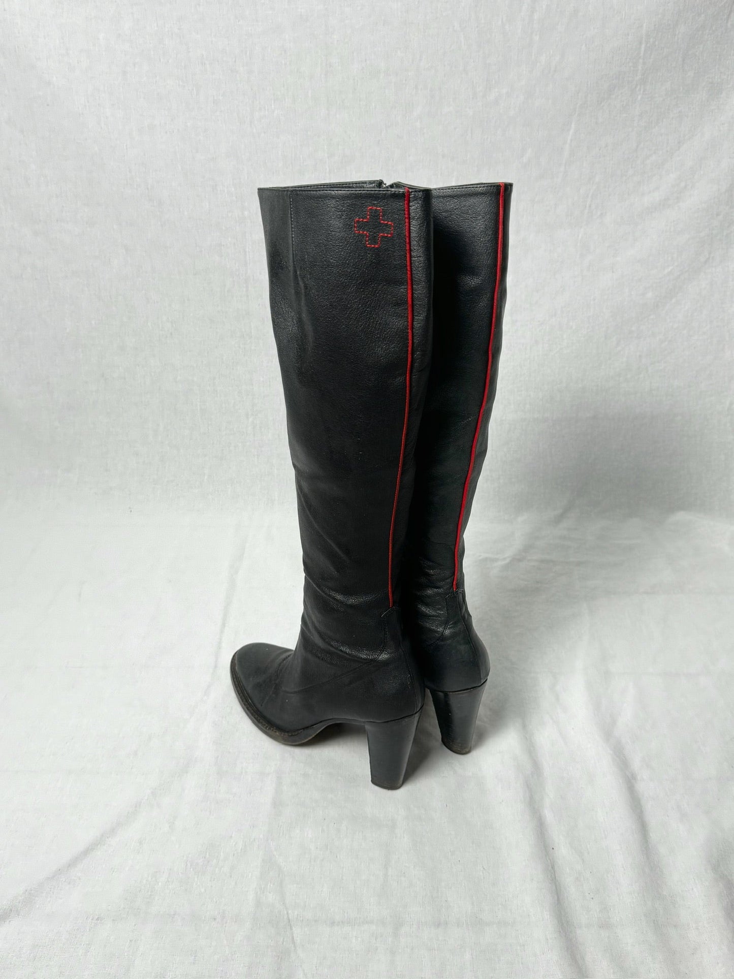 AF VANDEVORST RED STRIPE KNEE HIGH BOOTS | DEFAULT TITLE, Red